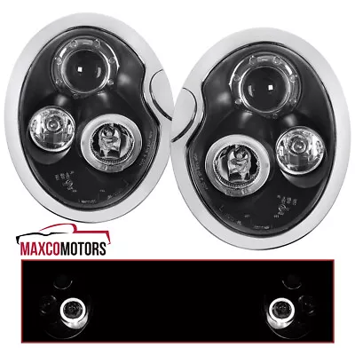 Black Projector Headlights Fits 2002-2006 Mini Cooper S Replacement LED Halo • $240.49