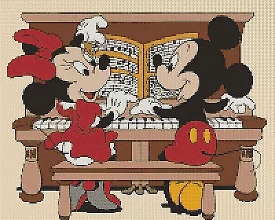 £4.50 • Buy Cross Stitch Chart  Mickey Mouse Minnie's Music Recital Flowerpwoer37-uk