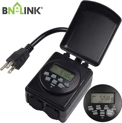 BN-LINK 7 Day Outdoor Heavy Duty Digital Programmable / Mechanical Outlet Timer • $13.99