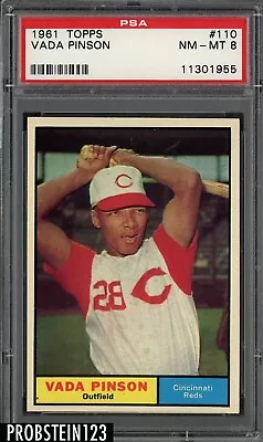 $23.50 • Buy 1961 Topps #110 Vada Pinson Cincinnati Reds PSA 8 NM-MT