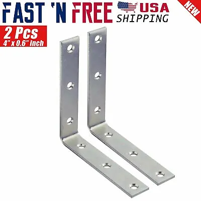 2 Pcs 4  Inch Heavy Duty L Shape Corner Brace Angle Repair Bracket W/Screws Bulk • $7.89