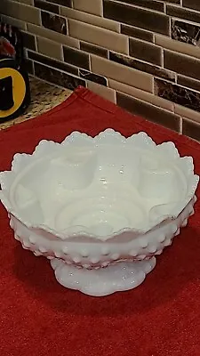 Vtg Fenton Milk Glass Candle Holder Multi-level Hobnail Pat No 3547569 • $19.99