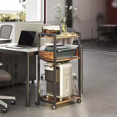 Office Mobile 3-Tier Printer Stand Cart Storage Organizer Rack With Power Ports • $65.99