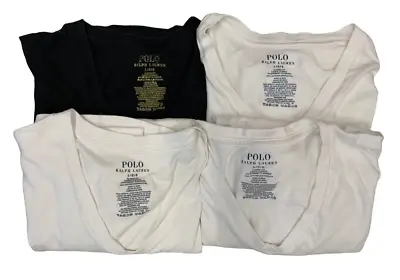 (Lot Of 4) Polo Ralph Lauren Men's L White & Black Classic Fit V-Neck T-Shirts • $24.95