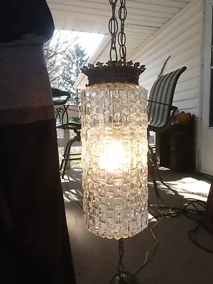 NEAR MINT! 85  MCM Pendent Ceiling Light Chandelier LOEVSKY Glass VINTAGE Lamp • $189.99