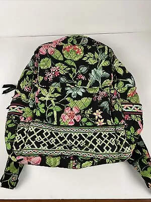 Vera Bradley Backpack Retired Botanica Green Black Pink Lime Yellow Floral Print • $33.14