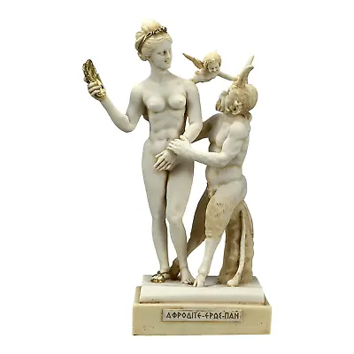 Aphrodite Goddess Pan And Eros  Sculpture Statue Museum Copy Aged Color • £94.58