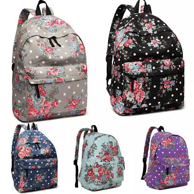 Men Backpack Rucksack Travel A4 Canvas Flower School Shoulder Bag Boy's Girls • £9.99