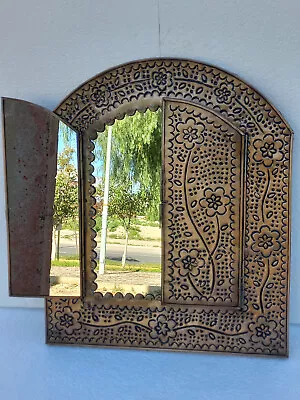 PUNCHED TIN MIRROR Arched Mexican Folk Art • $109