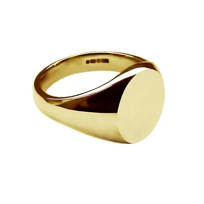 9ct Solid Yellow Gold Ladies Oval Signet Rings 11x9x2mm UK Hallmarked Bespoke • £292.31