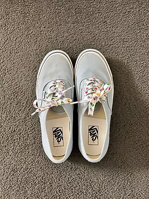 Vans Authentic Light Blue With Love Heart Laces UK 8 • $40