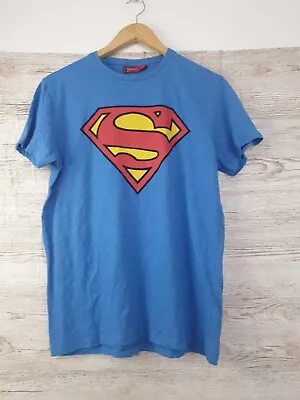 SUPERMAN LOGO T Shirt Blue Man Of Steel OFFICIAL DC COMICS Mens Size M Medium • £15.99