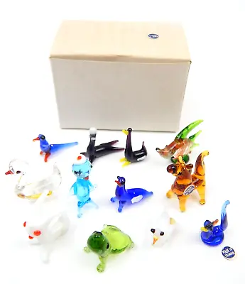 Set Of 12 Miniature Whimsical Glass Animal Figurines Taiwan NEW Old Store Stock • $14.99