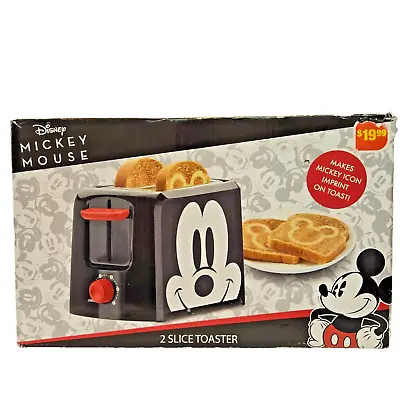 Disney Mickey Mouse 2 Slice Toaster Character Imprint On Toast Black NEW Open B • $17.99