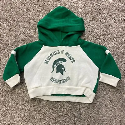 Vintage Michigan State Spartans Sweater Baby 3 Month Green White Hoodie Pullover • $13.49