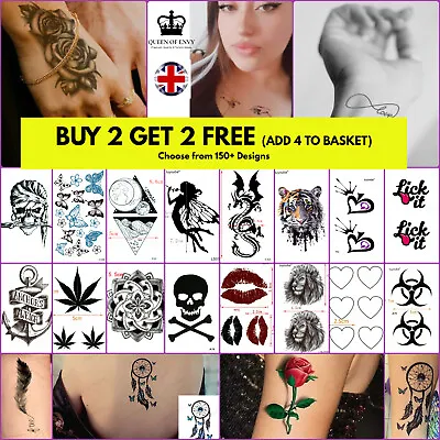 £2.95 • Buy Temporary Tattoos Body Women Men Kids Fake Party Sticker Transfer Festival Press