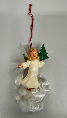 Vtg Christmas Ornament Angel Spun Glass Angel Hair West Germany W/ Tree • $25