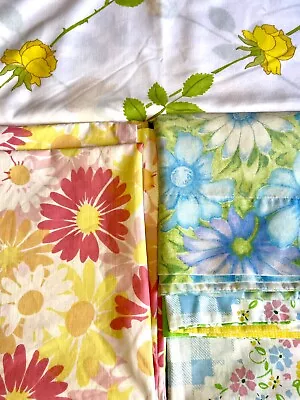 Vintage Flower Power Pillow Case LOT Of 5 Floral Patchwork 60s 70s Colorful MCM • $28