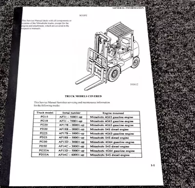 Mitsubishi FD30 Forklift W S4S Chassis & Mast Service Repair Manual 30001-Up • $209.30