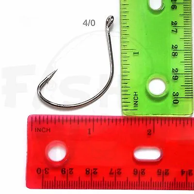  Fish WOW!® 2x Kahle Hook Nickel Size 4/0 Wide Gap Select From 10 20 50 100 Lot • $9.72