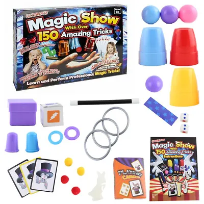 Magic Show With 150 Amazing Tricks Wand Cards & More Childens Magician Full Set • £8.99