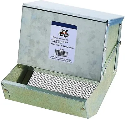 Pet Lodge Galvanized Small Rabbit Automatic Feeder With Lid And Mesh Bottom • $22.30