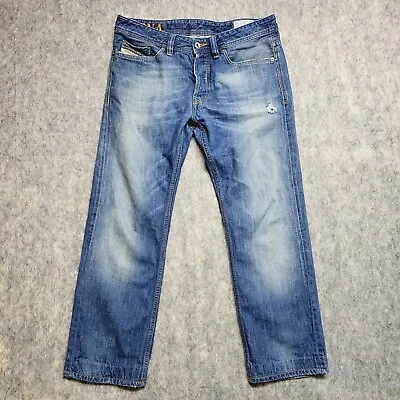 Diesel Viker Jeans Mens 32x27 Blue Straight Leg Denim Cotton Button Fly Italy • $31.99