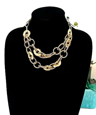 $16.25 • Buy CHICO’s Classy Gold Bubble Link Layered Bib Necklace NWT $89