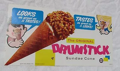 Vintage 1960's Drumstick  DECAL  STICKER ICE CREAM Sign  • $45