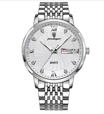 Men's Calendar Watch Wrist Watches Waterproof Luxury Stainless Steel Luminous UK • £12.99