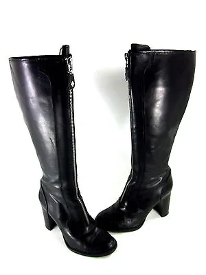 Fifi & Elvis Women's Grandoise Knee-high Fashion Boots Black Leather Us Size 7 M • $84