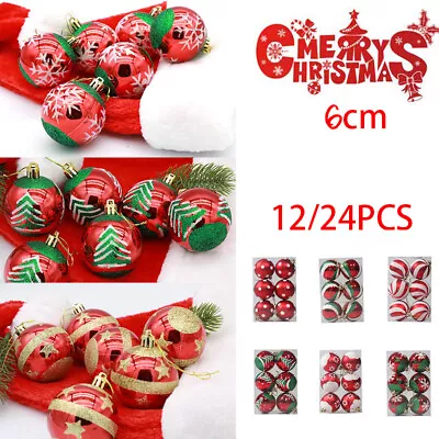 12/24x Christmas Glitter Balls Xmas Tree Hanging Bauble 6CM Party Decorations AU • $19.66