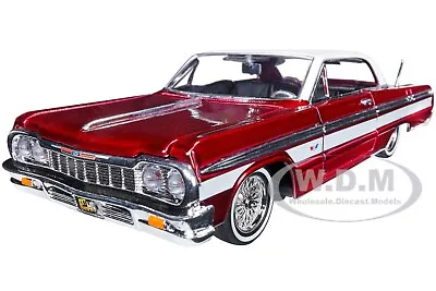 1964 Chevrolet Impala Lowrider Candy Red Get Low 1/24 Diecast Car Motormax 79021 • $24.99