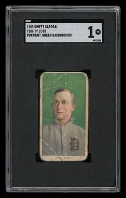 1909-11 T206 Set-Break Ty Cobb Portrait Green Background SGC 1 PR • $1275