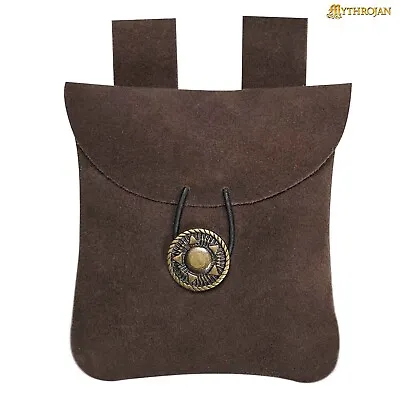 Medieval Belt Bag Reenactment Cosplay SCA Coin Pouch Small Purse Chocolate Brown • $24.99