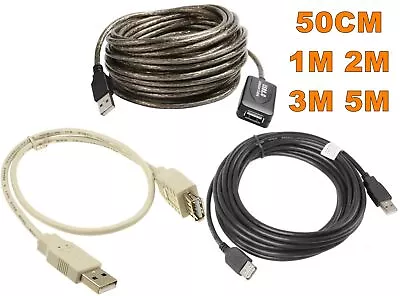 $3.25 • Buy USB 2.0 Extension Cable Cord Lead Male To Female A-A M/F MF Extender Short Long