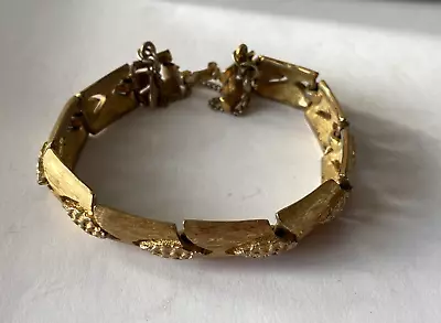 Vintage Heavvy Brushed Gold Tone Monet Bracelet With Safety Chain Nr • $12.99