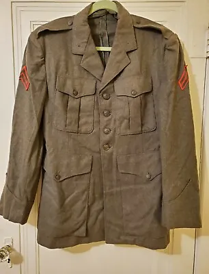 WW 2 II USMC Lot Of 2 Dress Uniforms Marines Pants Jackets Hats Tie Pin Named  • $69.99