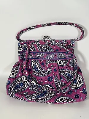 VERA BRADLEY Boysenberry Frame Bag Pink Blue Paisley Purse Handbag Floral • $22.99