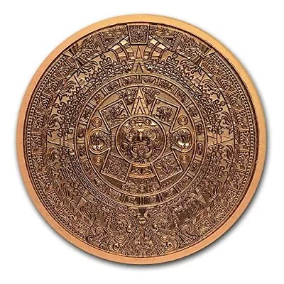 Pure Copper .999 Bullion - Mexico Mayan Aztec Calendar -  1 Oz Round Coin • $19.90