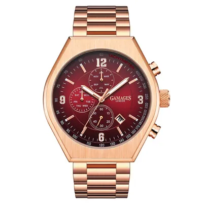 Mens Automatic Watch Rose Gold Enterprise Stainless Steel Bracelet GAMAGES • £59.99