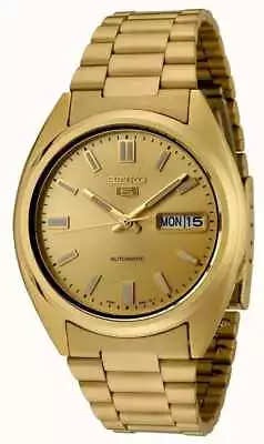 Seiko 5 Automatic Stainless Steel Gold Tone Dial Bracelet Men's Watch SNXS80K1 • $150.66