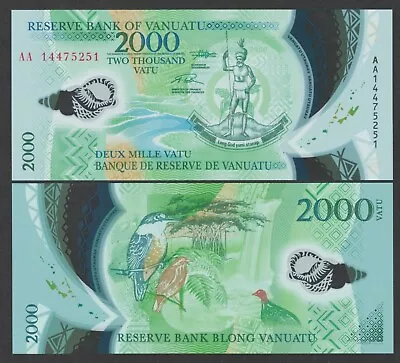 Vanuatu 2000 Vatu 2014 Year P-14 UNC Prefix AA Polymer • $37.98