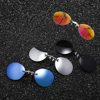 Clip Nose Sunglasses Round Rimless Glasses Matrix Morpheus 2024 Vintage Men NICE • $2.85