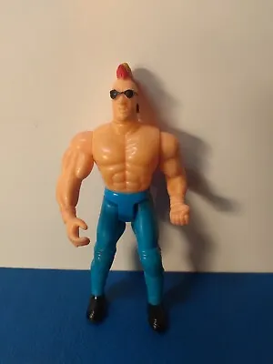 Vintage Bootleg WWF WWE Wrestling Action Figure Blue Pants Red Yellow Mohawk • $10