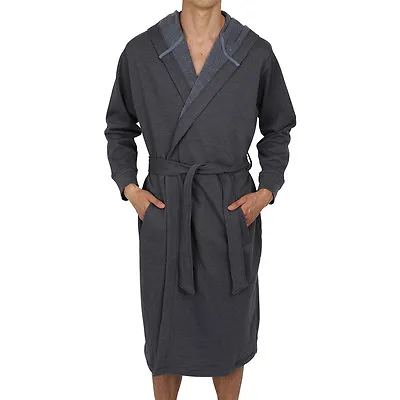 Men's Cotton Hooded Robe-Bathrobe-Thick ( Sweatshirt  Style Fabric ) USA Seller • $19.49
