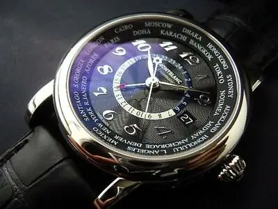 Montblanc Star World Time GMT 109285 Automatic Leather Black Dial Men's 42mm • $2980