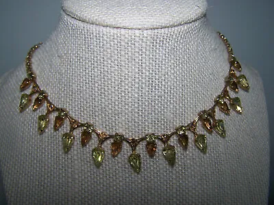 Vintage Designer Amber & Citrine Yellow Rhinestone Necklace - E23 • $27
