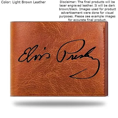 Custom Engraved ELVIS PRESLEY SIGNATURE Leather Bifold Wallet - 3 Color Choices • $22