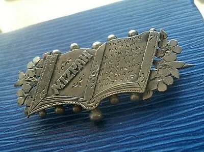 Vintage Victorian Stg. Silver Mizpah Sweetheart Book Brooch H/m 1900 Birmingham • $78.35